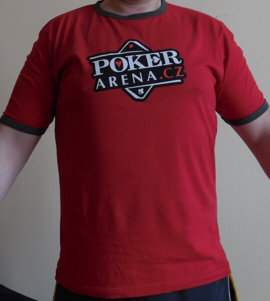 Levně Červené pánské tričko s logem Poker-Arena.cz, velikost XL