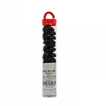 Chessex skleněné žetony countery čiernéTube Black – 40 ks