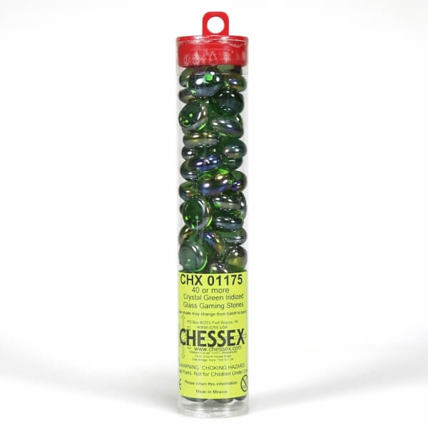 Chessex sklenené žetóny Crystal Green Iridized - 40 ks