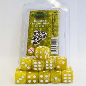 Sada kostek Blackfire Dice 16 mm D6 Marbled Yellow - 15 ks