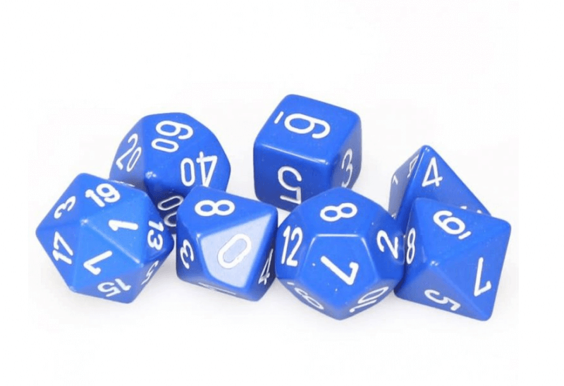 Sada kostek Chessex Opaque Polyhedral 7-Die Set - Blue with White