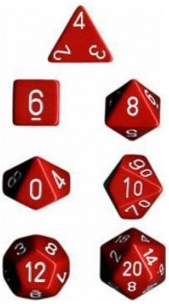 Levně Sada kostek Chessex Opaque Polyhedral 7-Die Set - Red with White