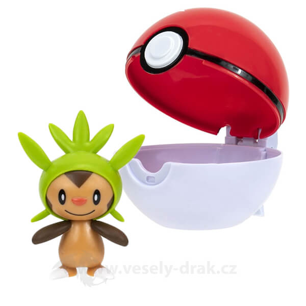 Levně Pokémon Clip and Go Poké Ball - figurka Chespin