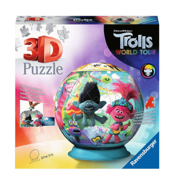 Levně 3D Puzzle Ravensburger Puzzleball Trollové (Trolls World Tour) - 72 dílů
