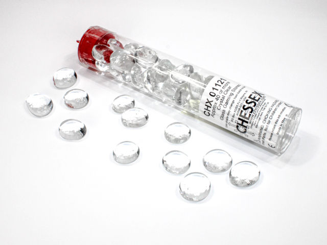 Chessex Gaming Glass Stones in Tube Clear (žetóny) - 40 ks