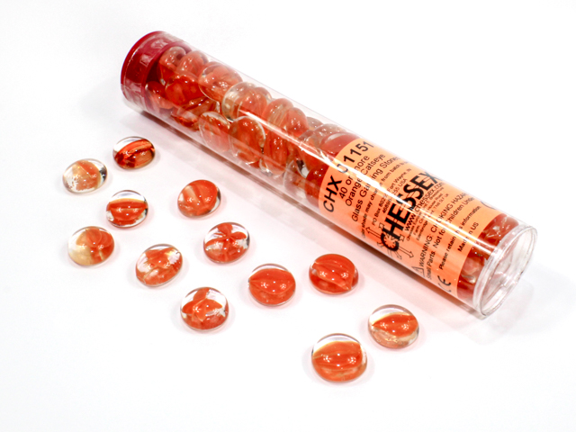 Chessex Gaming Glass Stones in Tube Catseye Orange (žetóny) - 40 ks