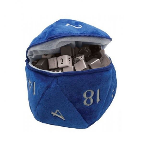 Plyšový vak na kostky  D20 - modrý