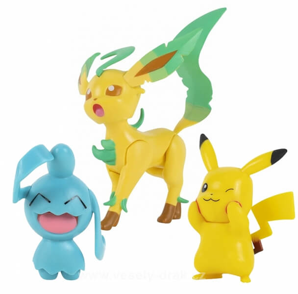Levně Pokémon akční figurky Pikachu, Wynaut a Leafeon 5 - 8 cm