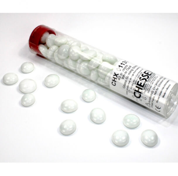 Chessex Gaming Glass Stones in Tube White Opal (žetóny) - 40 ks