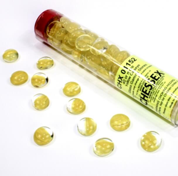 Chessex Gaming Glass Stones in Tube Yellow Catseye (žetóny) - 40 ks