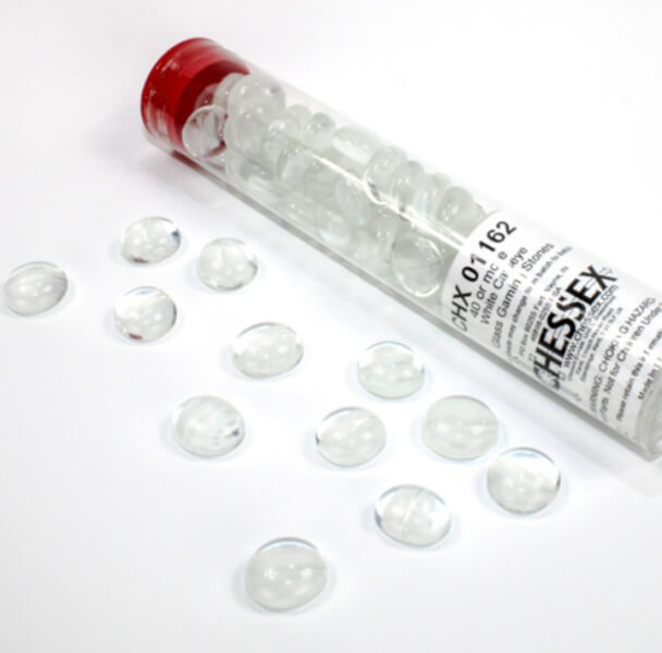 Chessex Gaming Glass Stones in Tube White Catseye (žetóny) - 40 ks