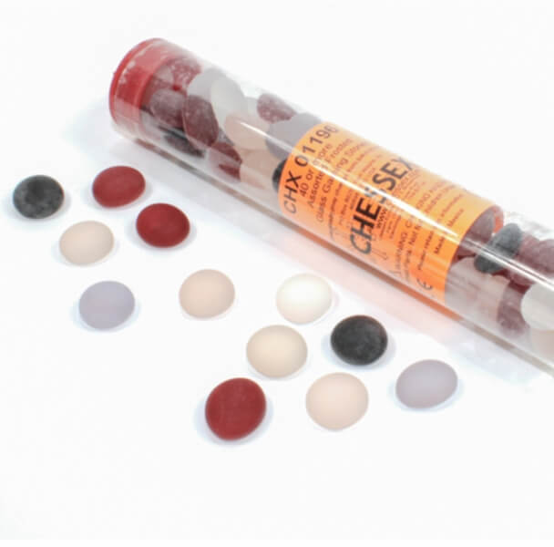 Chessex Gaming Glass Stones in Tube Frosted Assorted Colors (žetóny) - 40 ks