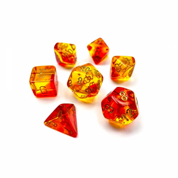 Levně Sada kostek Chessex Gemini Translucent Red-Yellow/Gold Polyhedral 7-Die Set