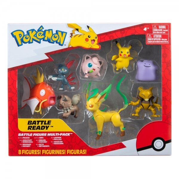 Pokémon akční figurky 8-Pack (Pikachu, Jigglypuff, Rockruff, Sneasel, Abra, Ditto, Leafeon, Magikarp)
