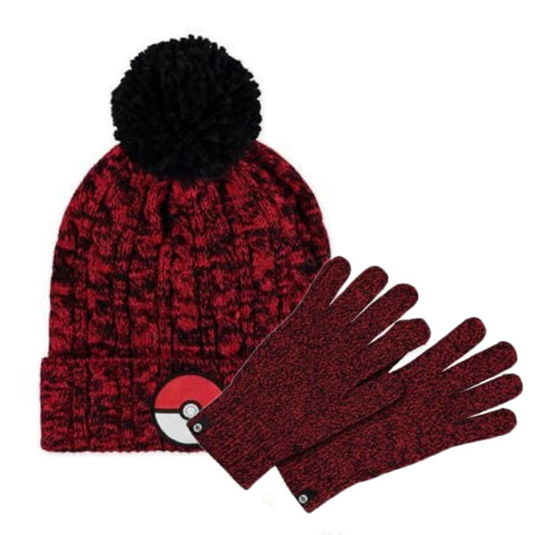 Levně Pokémon Poké Ball čepice a rukavice - dárkový set