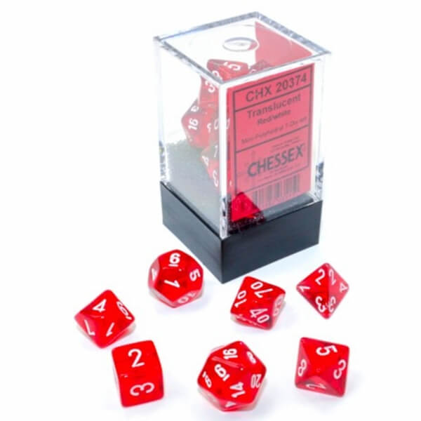Levně Sada kostek Chessex Translucent Red/White Mini Polyhedral 7-Die Set