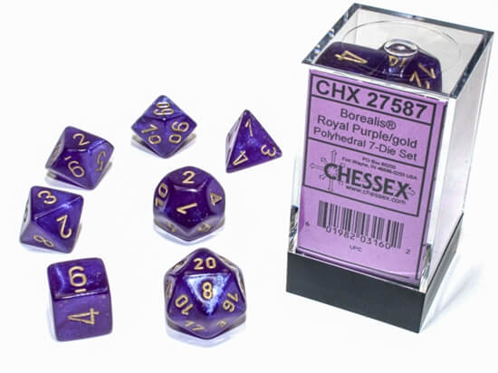 Levně Sada kostek Chessex Borealis Luminary Royal Purple/Gold Polyhedral 7-Die Set