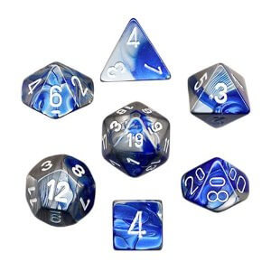 Levně Sada kostek Chessex Gemini Blue-Steel/White Polyhedral 7-Die Set