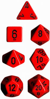 Levně Sada kostek Chessex Opaque Polyhedral 7-Die Set - Red with Black