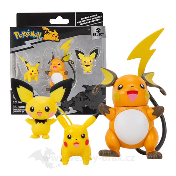 Levně Pokémon akční figurky Pichu, Pikachu a Raichu 5 - 7 cm