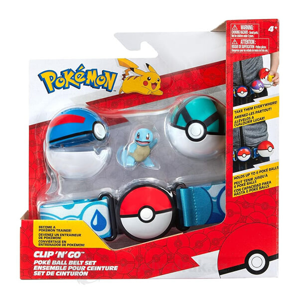 Pokémon Clip and Go set - Squirtle s páskem - Great Ball + Net Ball