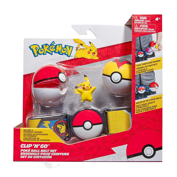 Levně Pokémon Clip and Go set - Pikachu s páskem - Poké Ball + Level Ball