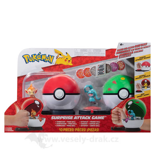 Levně Pokémon figurková bitva - Surprise Attack Game - Chimchar vs Wynaut