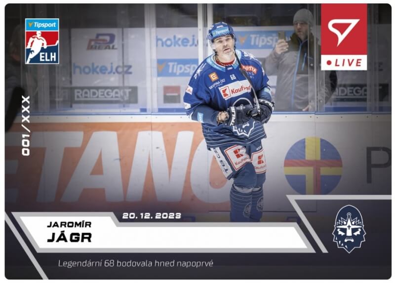 Levně Hokejová karta Live Tipsport 2023-2024 - L-32 Jaromír Jágr