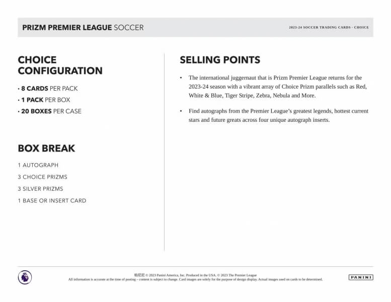 Veselý drak 20232024 Panini Prizm Choice Premier League Hobby box fotbalové karty