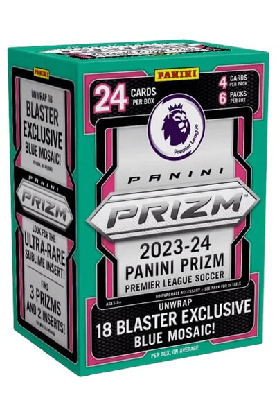 Levně 2023-2024 Panini Prizm Premier League Blaster Box (Blue Mosaic Prizms) - fotbalové karty