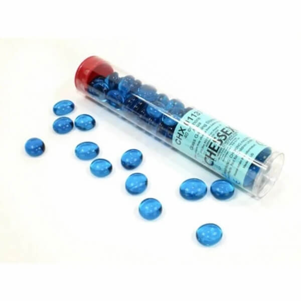 Chessex Gaming Glass Stones in Tube Crystal Aqua (žetony) – 40 ks