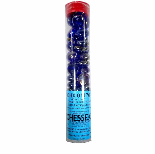 Chessex Gaming Glass Stones in Tube Iridized Dark Blue (žetony) – 40 ks