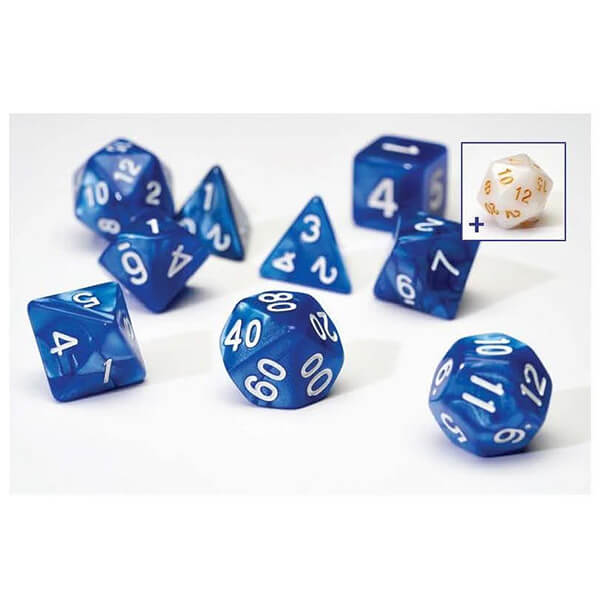 Súprava kociek Sirius Dice Polyhedral - Pearl Blue - 7 ks + 1 bonusová