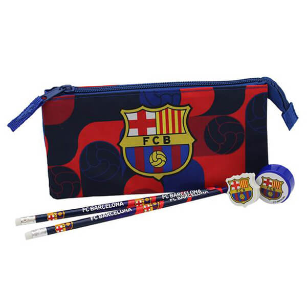 FC Barcelona - školní set s penálem (tužky, guma + ořezávátko)