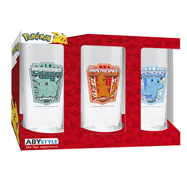 Pokémon skleničky Bulbasaur, Charmander a Squirtle - 3 ks