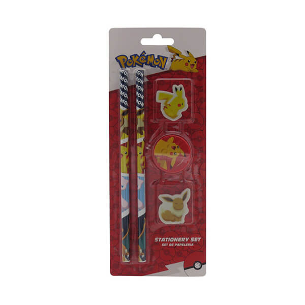 Školní potřeby Pokémon (2x tužka, 2x guma a ořezávátko)