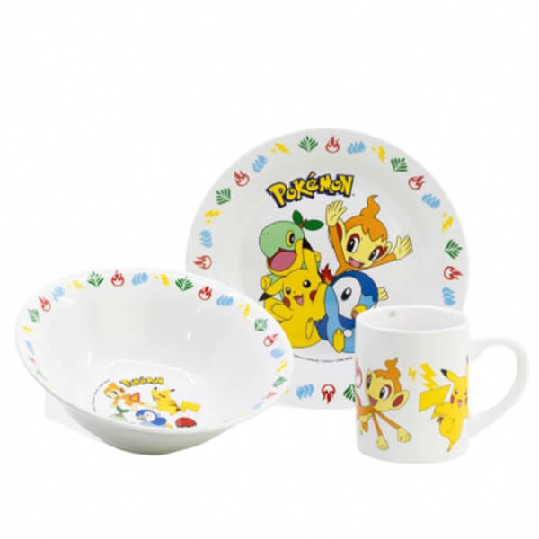 Dětské nádobí Pokémon (hrnek, talíř, miska) - keramika - 3 ks