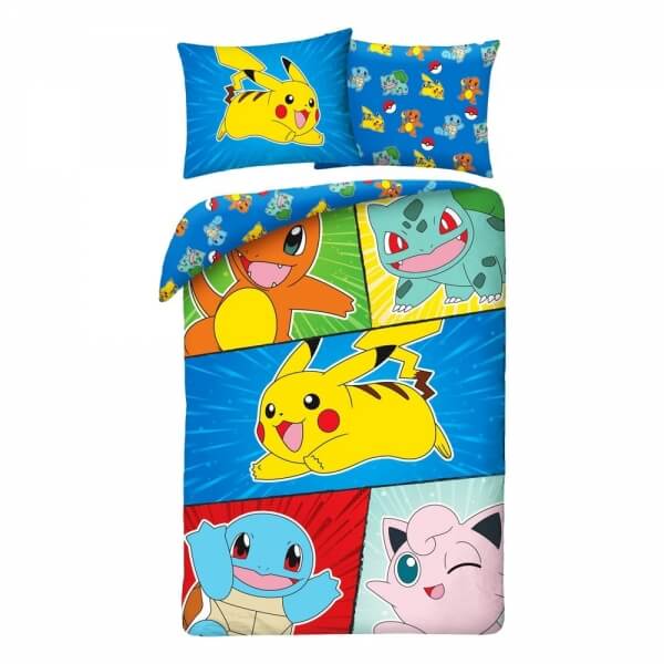 Povlečení Pokémon - Bulbasaur, Squirtle, Charmander, Pikachu, Jigglypuff