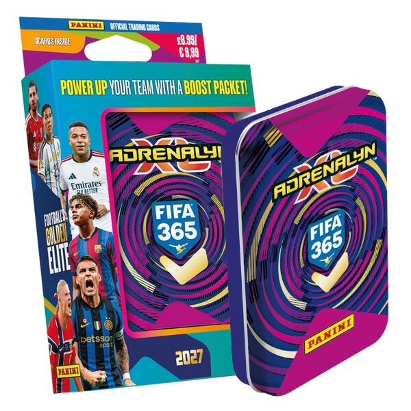 Panini FIFA 365 2026/2027 Adrenalyn XL plechová krabička Pocket fialová - fotbalové karty 