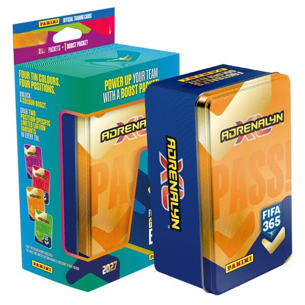 Panini FIFA 365 2026/2027 Adrenalyn XL plechová krabička Classic oranžová - fotbalové karty 