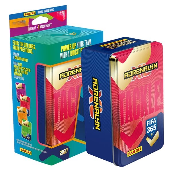 Panini FIFA 365 2026/2027 Adrenalyn XL plechová krabička Classic červená - fotbalové karty 
