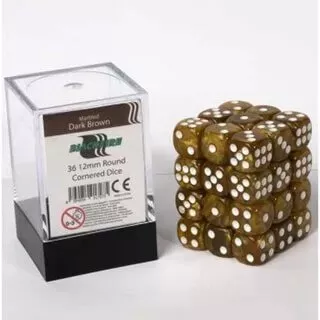 Sada kostek Blackfire Dice Cube 12 mm Marbled Dark Brown D6 - 36 ks
