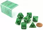 Sada kostek Chessex Opaque Polyhedral 7-Die Set - Green with White - balení