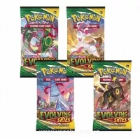 Různé typy balíčků Pokémon Evolving Skies