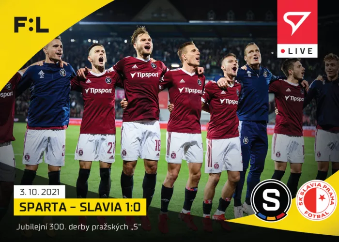 Fotbalové karty Fortuna Liga 2021-22 - L-043 Sparta - Slavia 1:0