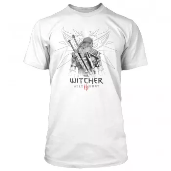 Zaklínač bílé tričko Witcher 3 Sketched Geralt Premium vel. L