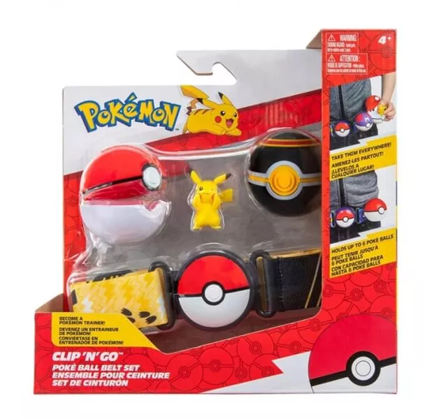Pokémon Clip and Go set Pikachu s páskem - Poké ball + Luxury ball