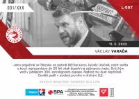 Hokejove karty Tipsport ELH 2021-22 - L-097 Vaclav Varada zadni strana