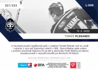 Hokejove karty Tipsport ELH 2021-22 - L-099 Tomas Plekanec zadni strana