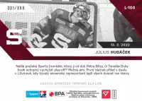 Hokejove karty Tipsport ELH 2021-22 - L-100 Julius Hudacek zadni strana
